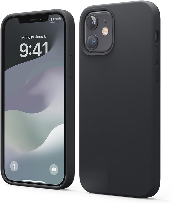 elago Compatible with iPhone 12 Case and Compatible with iPhone 12 Pro Case, Liquid Silicone Case, Full Body Protective Cover, Shockproof, Slim, Anti-Scratch Soft Microfiber Lining, 6.1 inch (Black)