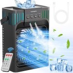 Portable Air Conditioners, Evaporative Air Cooler with Remote, 3 Speed Humidify & 7 LED Light, 2-8H Timer, 1200ML Cooling Fan Mini Air Conditioner for Room Car Camping