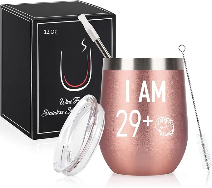 Livole Tazza Termica1992 30 anni di compleanno donna, 29 Plus a Middle Finger, Double Insulated Tazze in Acciaio Inox, Idea regalo 30th Birthday Gifts, 340ml, Oro rosa