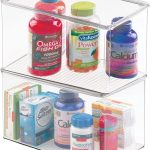 mDesign Set of 2 x Pill Organiser (Extra Large) – Stackable Storage Box with Lid for Health Products – BPA-Free Plastic Container for Pills and Vitamin Storage in The Medicine Cabinet – Transparent