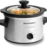 Elite Gourmet – Olla de cocción lenta eléctrica MST-250XS, temperatura ajustable, platos principales, salsas, guisos y salsas, tapa de vidrio para lavavajillas y olla de cerámica, capacidad de 1.5 cuartos de galón, acero inoxidable