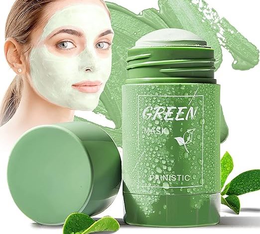 Bluemega Paquetes Faciales Green Mask Stick, Mascarilla de Limpieza Profunda, Mascarilla en Barra Sólida, Purificante en Barra de Arcilla, Mascarilla de Arcilla Stick, Hidratar Piel, Ajustar el Equilibrio de Agua y Aceite (Green)