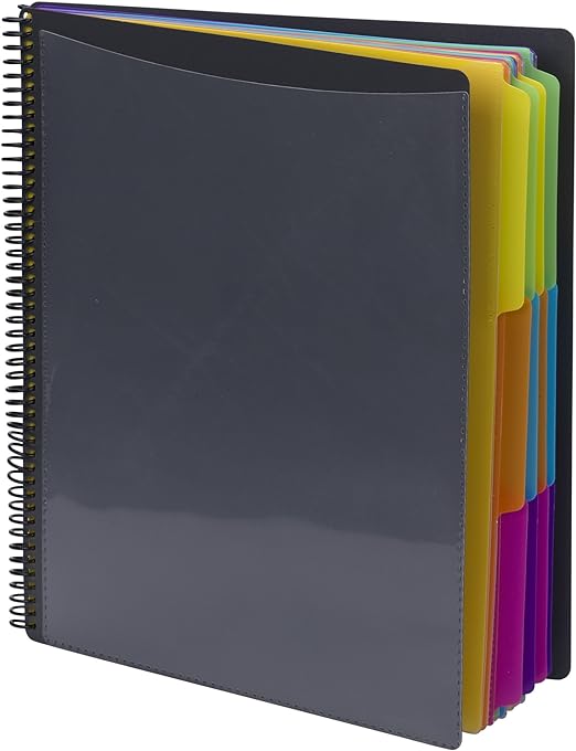 Smead 24 Pocket Poly Project Organizer, Letter Size, 1/3-Cut tab, Gray with Bright Colors (89206)