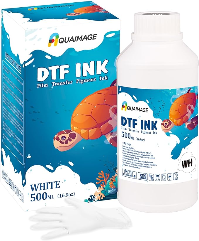 500 ml White Premium DTF Ink, DTF Transfer Ink for PET Film, Refill Ink for Epson Printheads L1800,ET-8550, XP-15000, XP600, I3200, Heat Transfer Printing Direct to Film(500ml 16.9oz)…