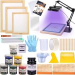 Caydo 54 Pieces Screen Printing Kit with 50W LED UV Exposure Screen Printing Light, 6 Color Screen Printing Ink, Screen Printing Photo Emulsion, Emulsion Scoop Coater, Instructions