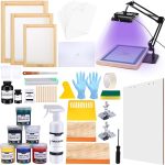 Caydo 66 PCS All-in-One Screen Printing Kit – 50W LED UV Exposure Screen Printing Light, Screen Printing Ink, Screen Printing Photo Emulsion, Instructions