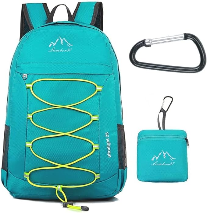 Lumbor37 Mochila de Senderismo Plegable Ligera Mochila de Viaje Plegable Resistente al Agua 25L