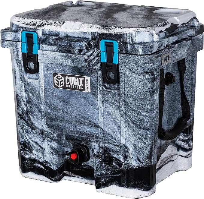 Cubix Outdoors QuadraX – Enfriador de hielo duro portátil rotomoldeado para camping, pesca, playa, fiambrera aislada resistente | Retención de frío 5 días